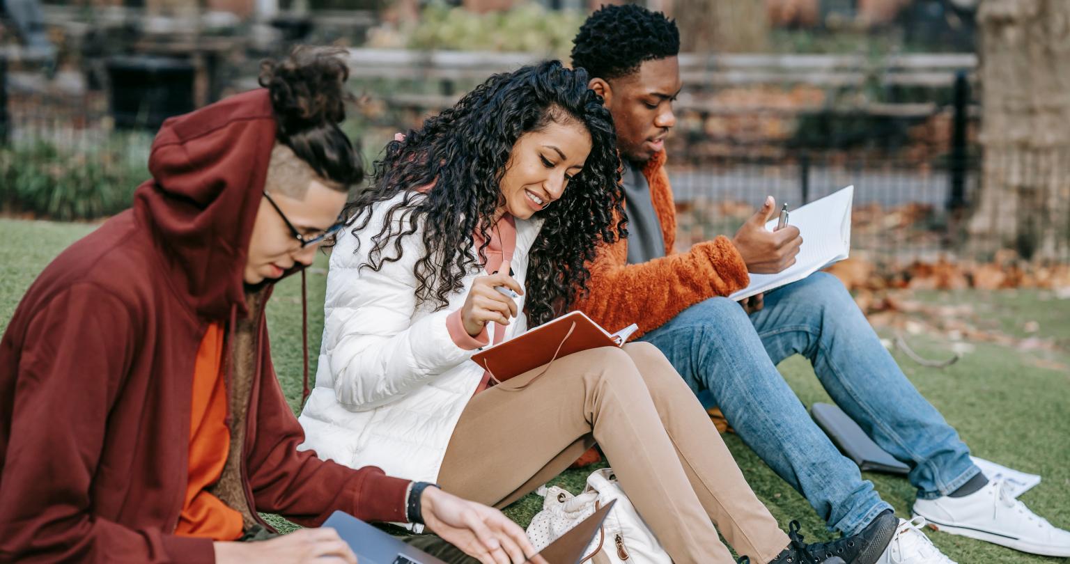Three students learning together