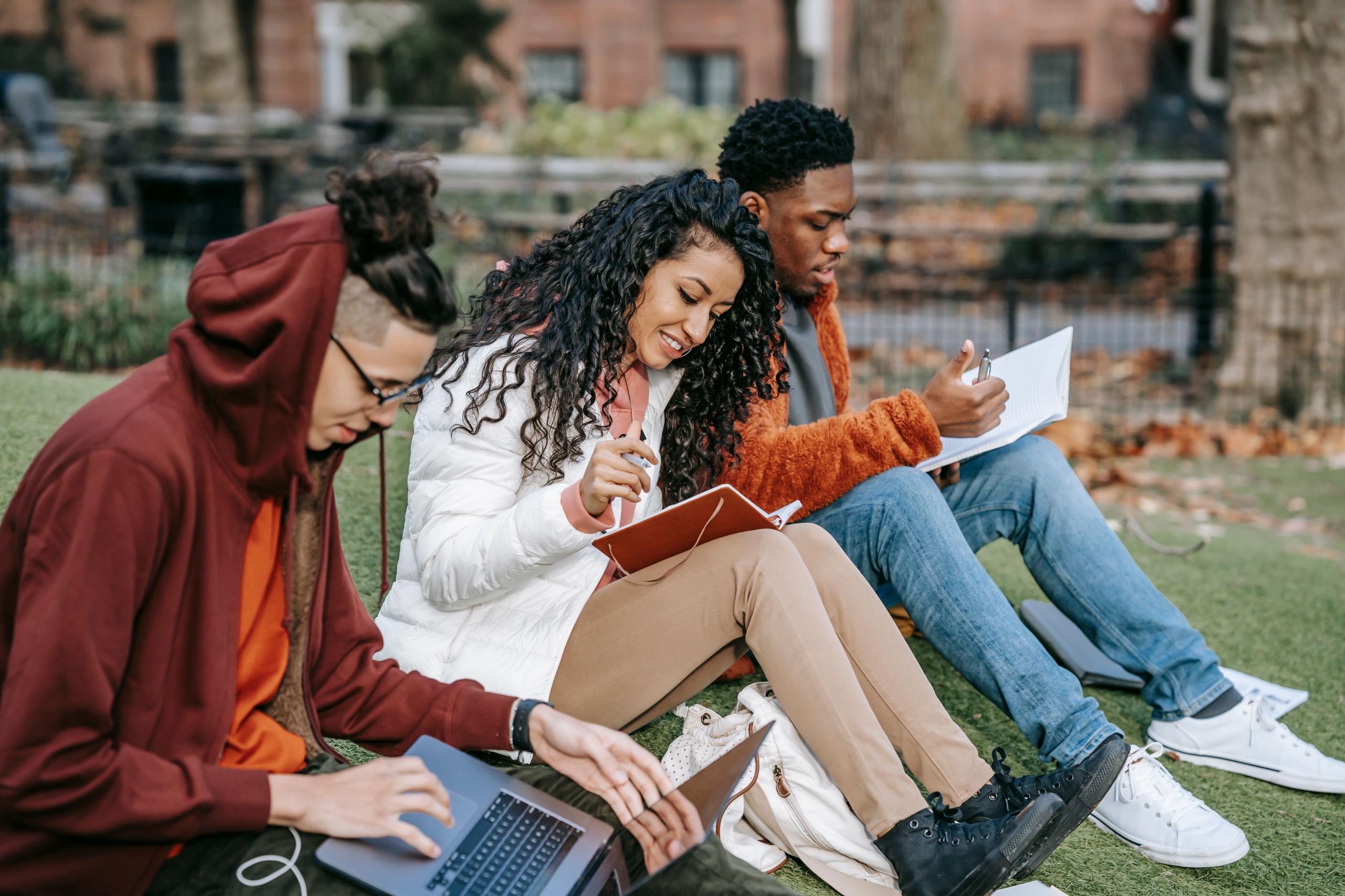 Three students learning together